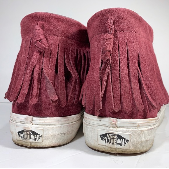 Maroon vans skate shoes with tassels hi top suede - Picture 7 of 8